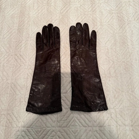 NEW Chocolate Brown Leather Gloves, S-M - Picture 1 of 5